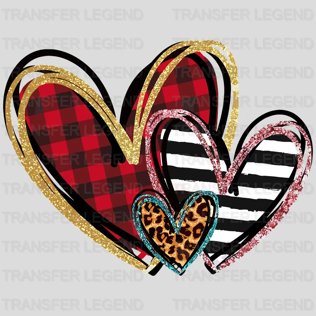 Valentine Triplet Hearts Valentine's Day Design - DTF heat transfer - transferlegend