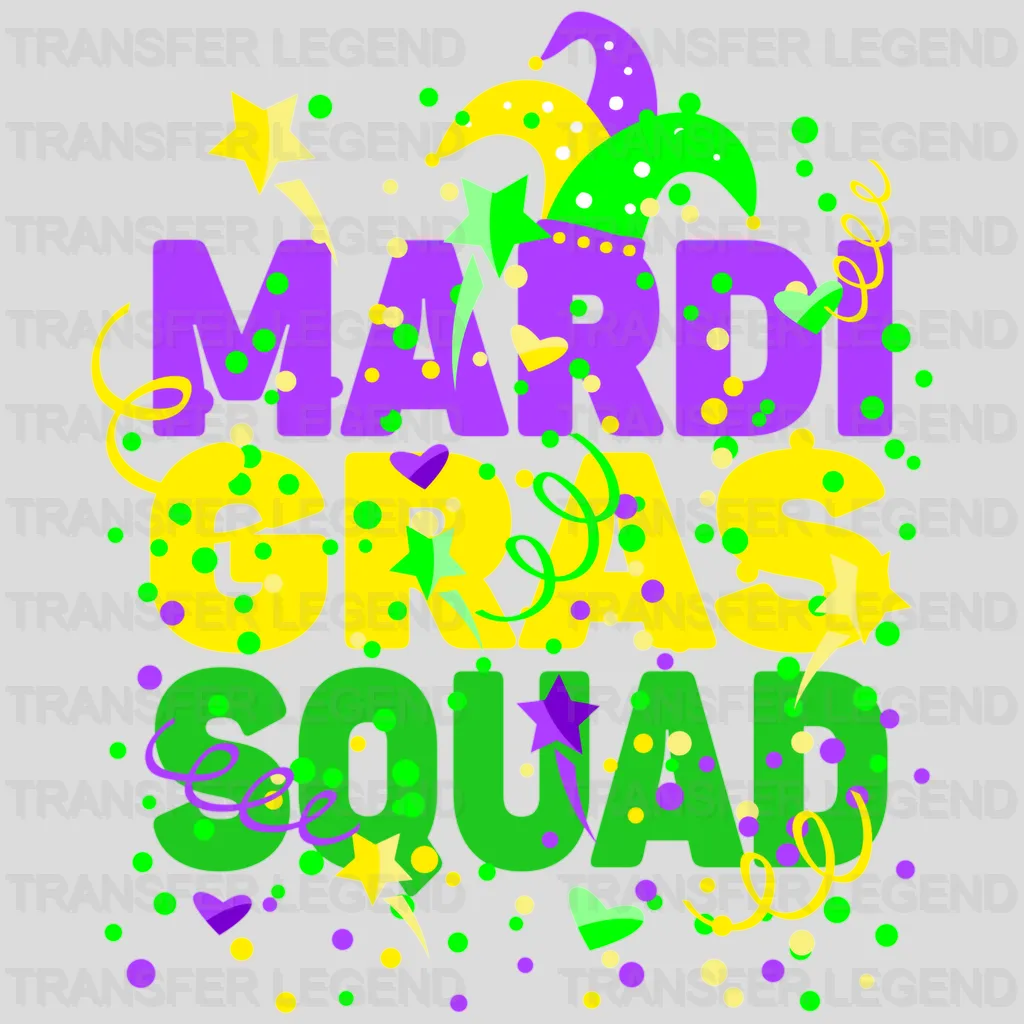 Mardi Gras Squad Design- Mardi Gras DTF heat transfer - transferlegend