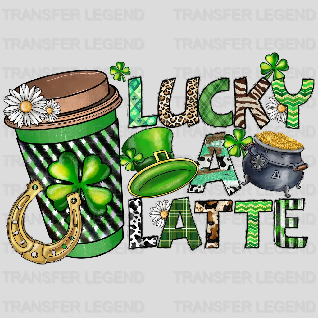 Lucky A Latte St. Patrick's Day Design - DTF heat transfer - transferlegend