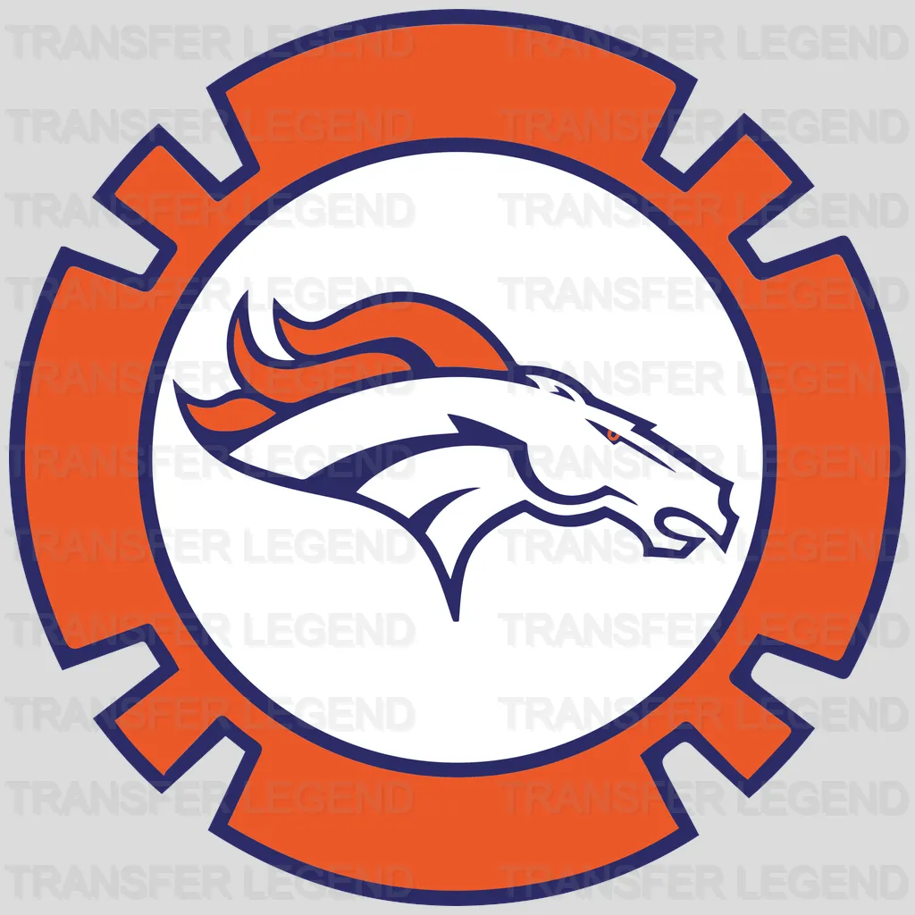 Denver Broncos Circular Gear Cog Emblem NFL Design - DTF Heat Transfer