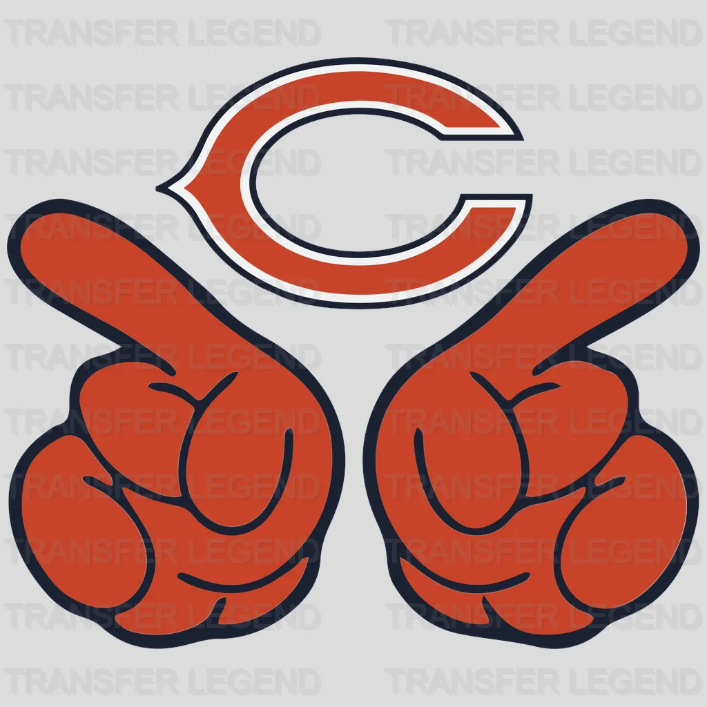 Chicago Bears Dual Pointing Hands Logo NFL Design - DTF Heat Transfer