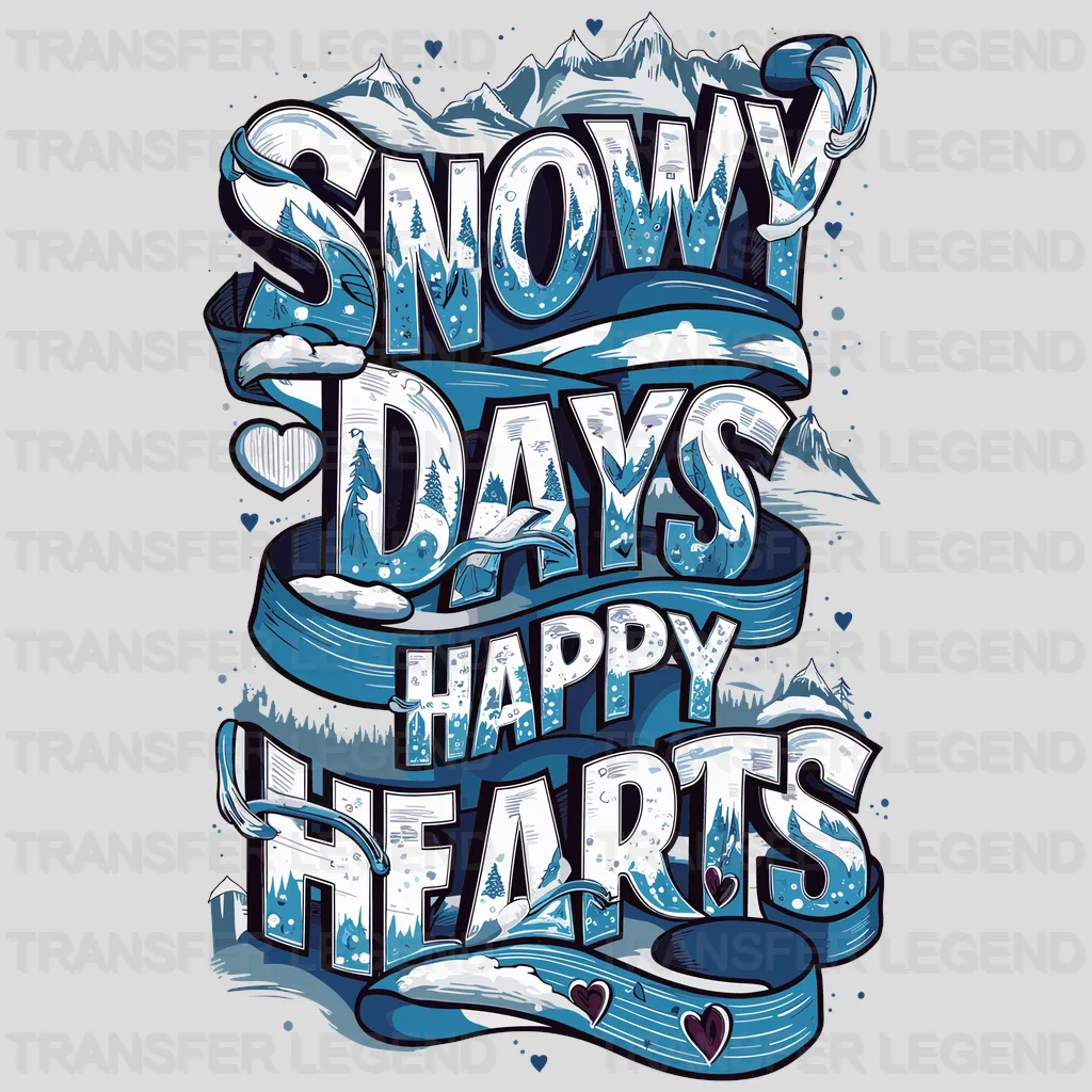 Happy Hearts Winter Design - DTF Heat Transfers - transferlegend