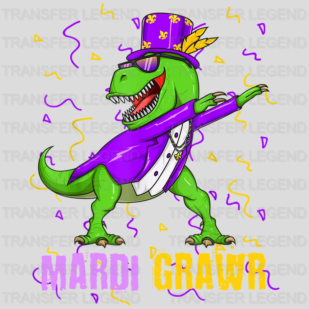 Dinosaur Mardi Gras Design- Mardi Gras DTF heat transfer - transferlegend