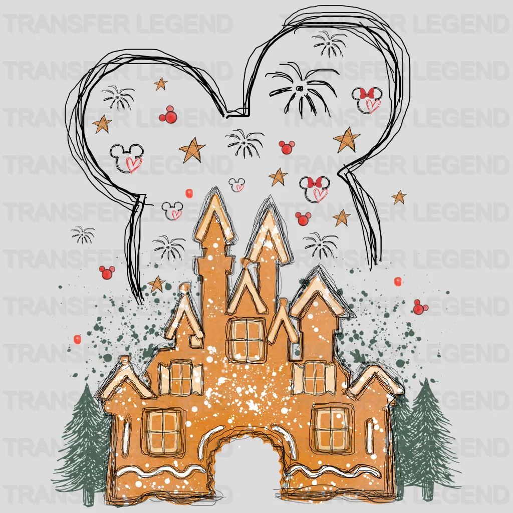 Christmas Disney Castle Mickey And Minnie Design - DTF heat transfer - transferlegend