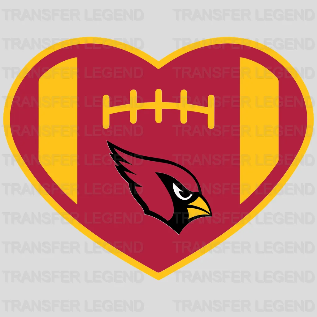 Arizona Cardinals Football Heart Emblem NFL Design - DTF Heat Transfer