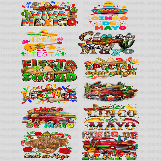 Cinco De Mayo Premade Gang sheet - 12 PCS 10 INCH (Bundle 2) - transferlegend