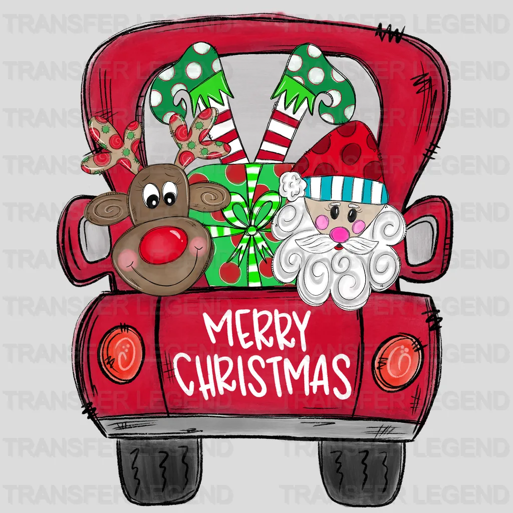 Merry Christmas Santa Truck Design, Christmas Design - DTF heat transfer - transferlegend