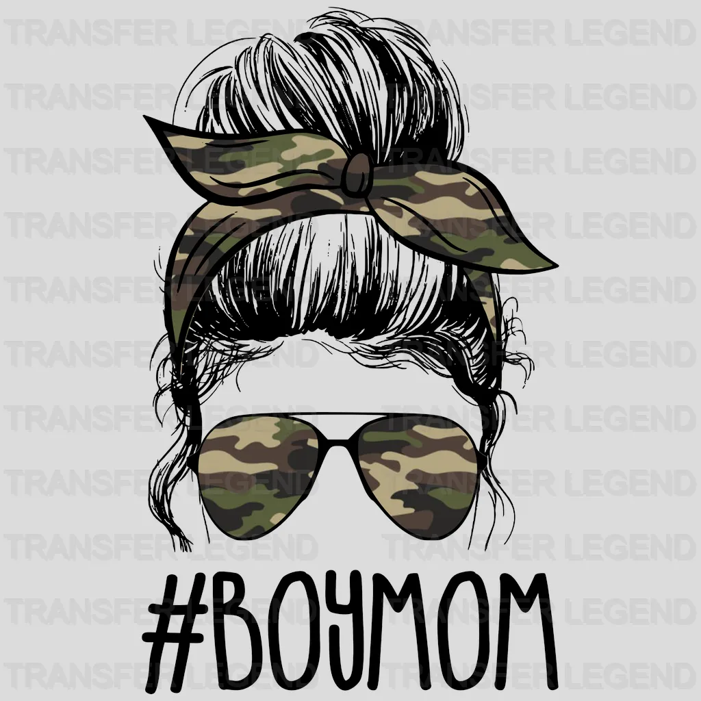 Boy Mom Camouflage Bandana And Sunglasses - Cool Mom - Cute Mom - Design - DTF heat transfer - transferlegend