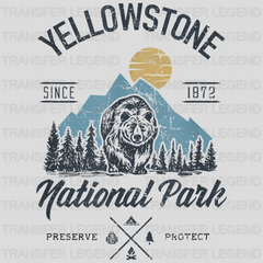 Vintage Retro Yellowstone National Park SINCE 1872 PRESERVE PROTECT Hiking Design - DTF heat transfer - transferlegend