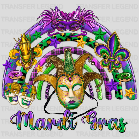 Rainbow Mardi Gras Design- Mardi Gras DTF heat transfer - transferlegend