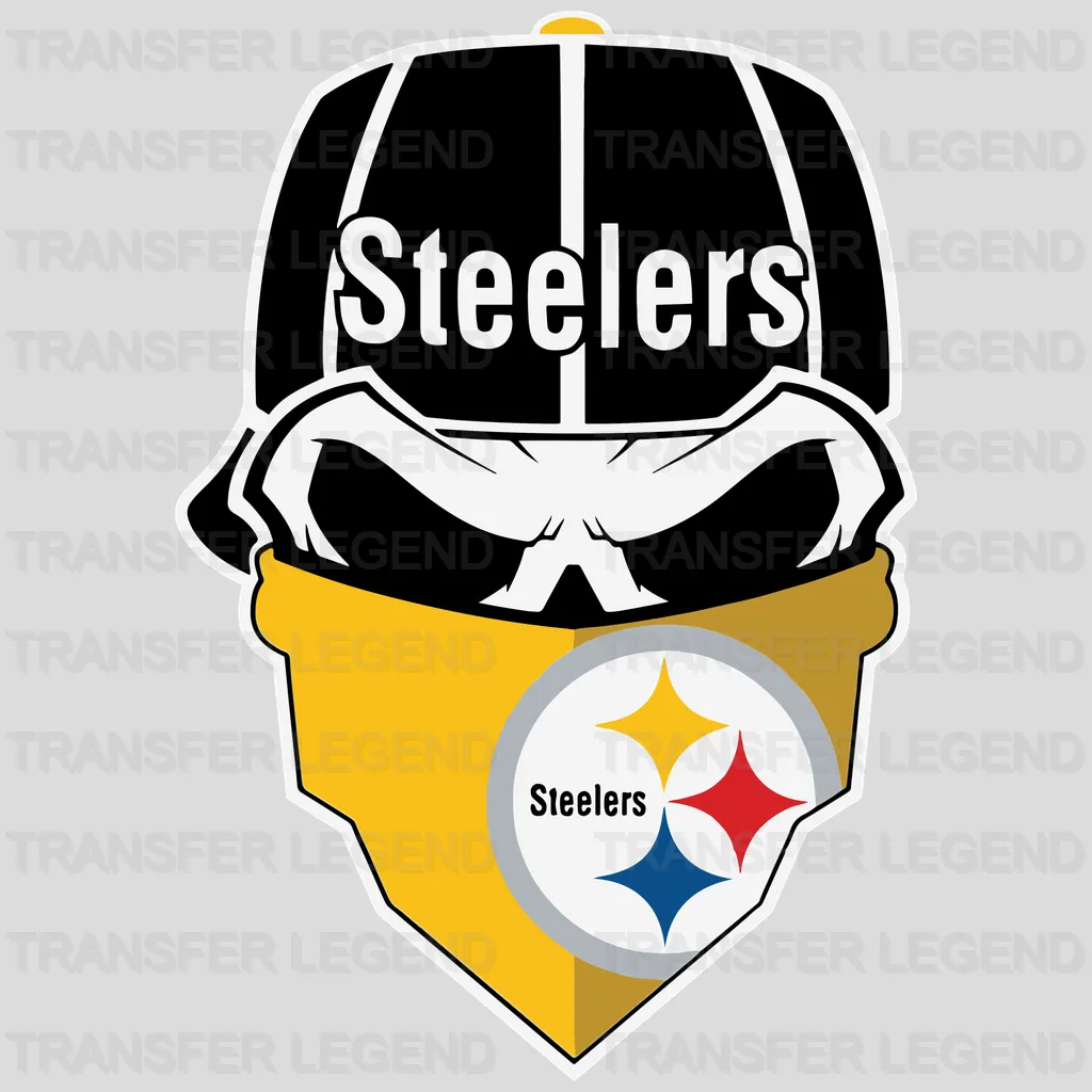 Pittsburgh Steelers curved heart swirl around star emblem, NFL design - DTF Heat Transfer