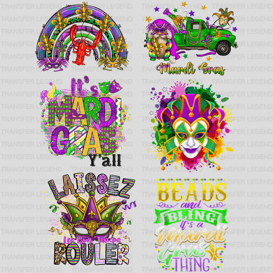 Mardi Gras Premade Gang sheet - 6 PCS 10 INCH - transferlegend