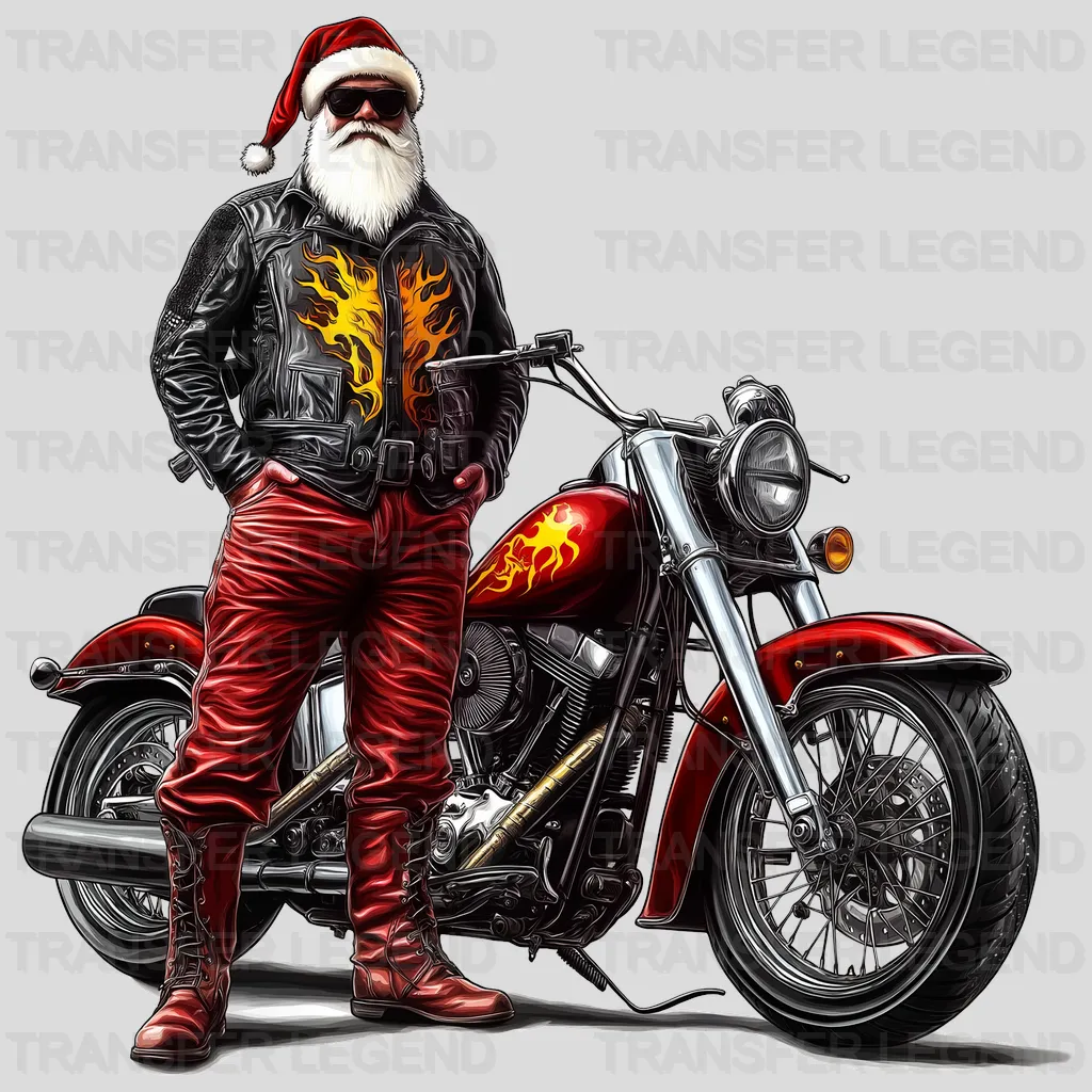 Red Bike Santa Claus Design - DTF Heat Transfer - transferlegend