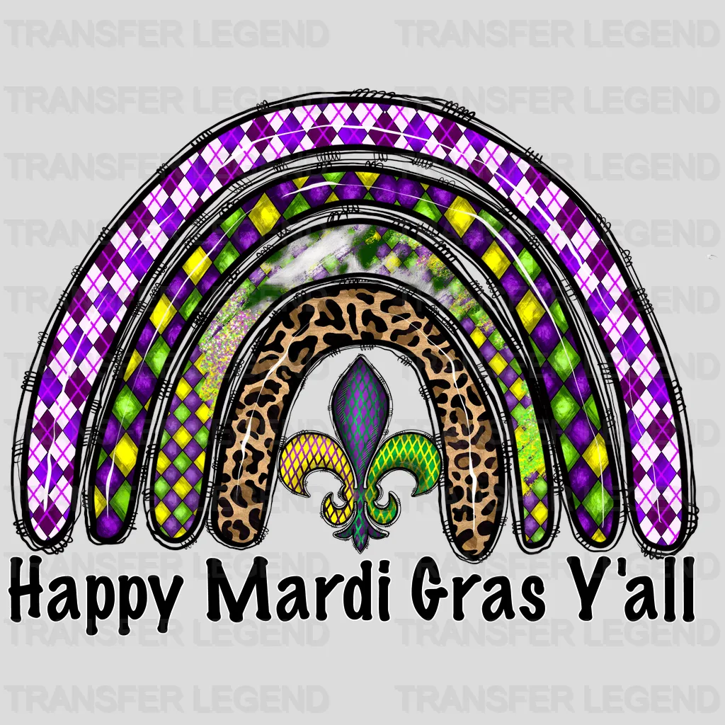 Rainbow Mardi Gras Design- Mardi Gras DTF heat transfer - transferlegend