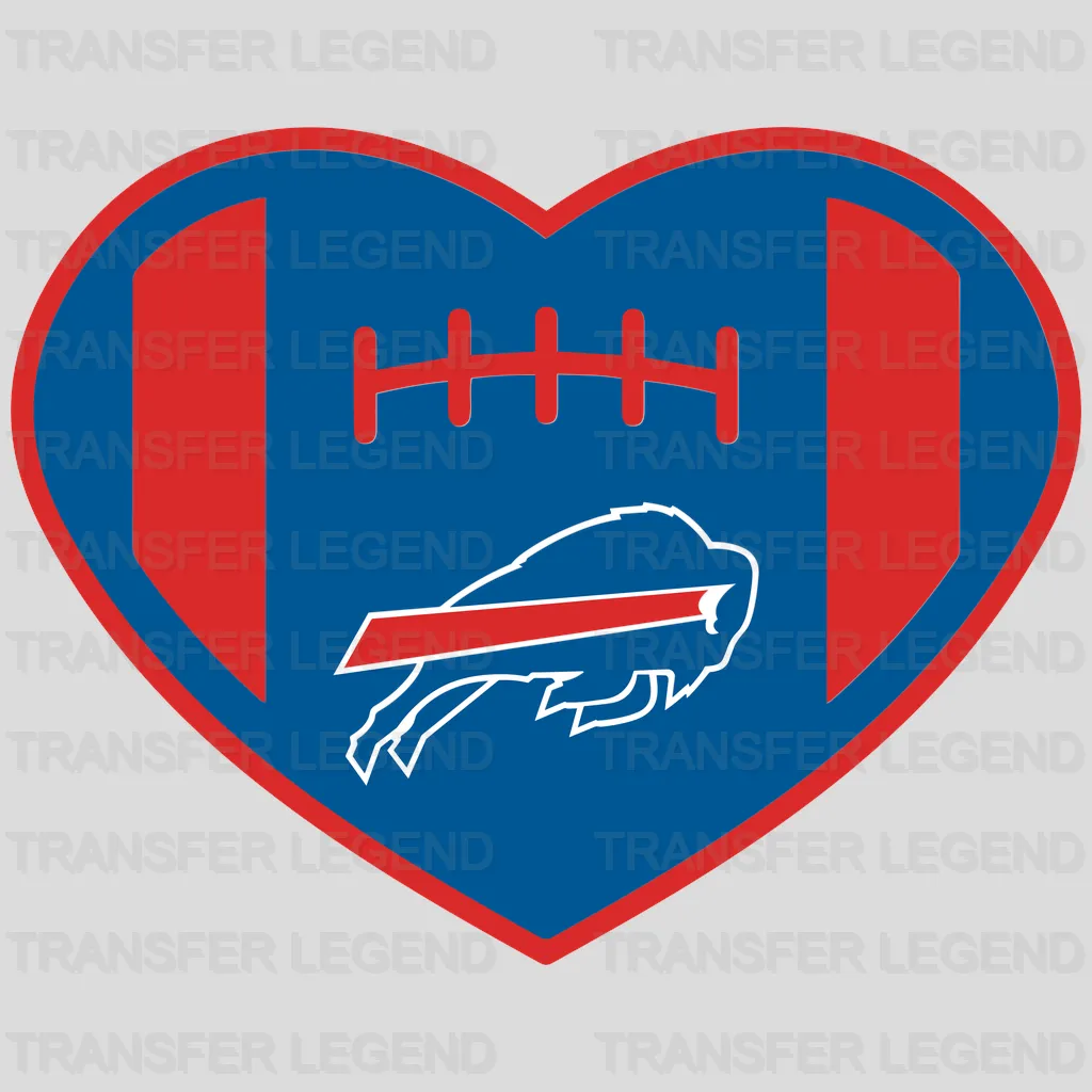 Buffalo Bills Football‑Laces Heart Logo NFL Design - DTF Heat Transfer