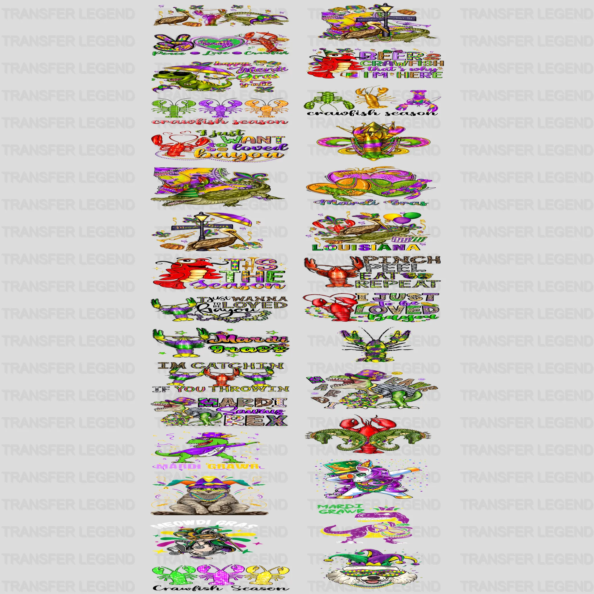 Mardi Gras Premade Gang sheet - 30 PCS 10 INCH - transferlegend