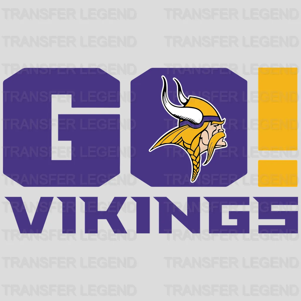 Minnesota Vikings GO VIKINGS Wordmark & Exclamation NFL Design - DTF Heat Transfer