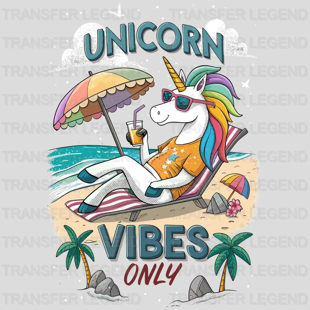 Vibes Only Unicorn Design - DTF Heat Transfers - transferlegend