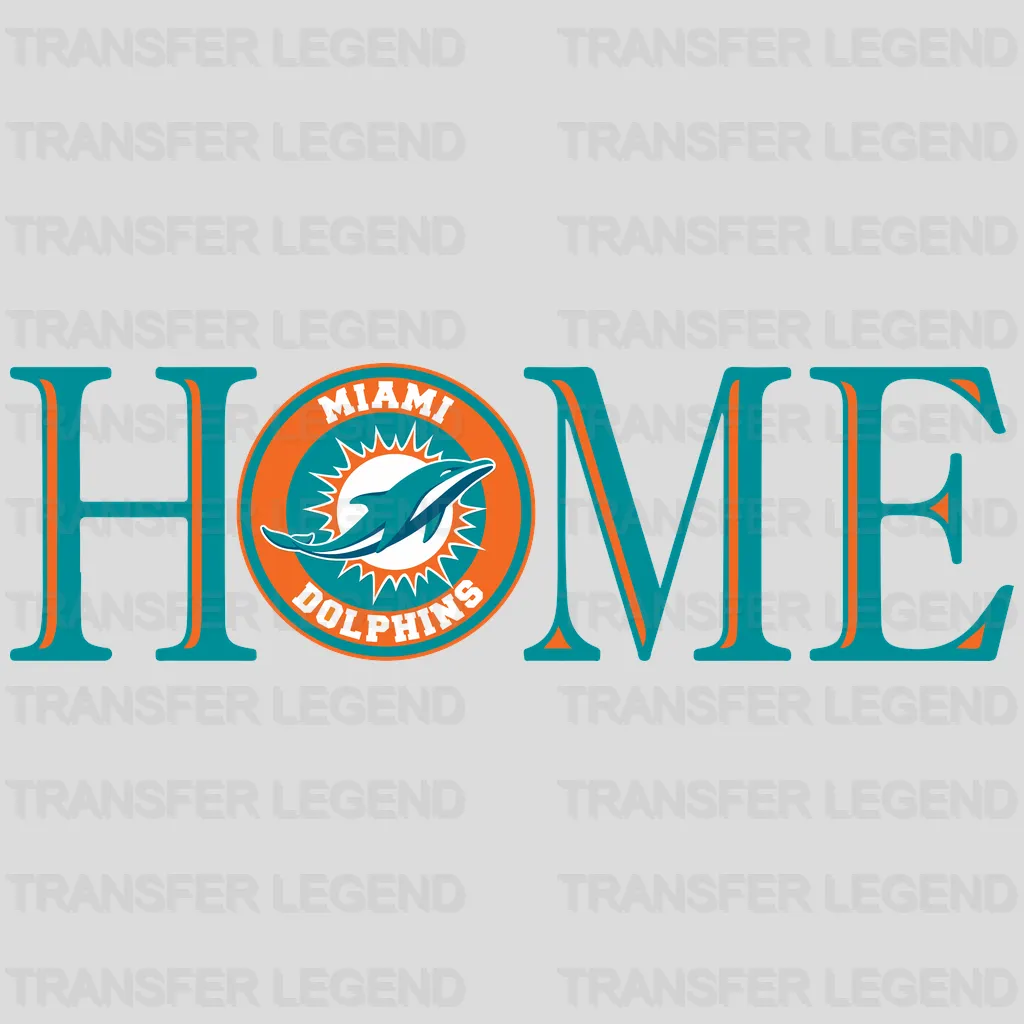 Miami Dolphins HOME Wordmark with Dolphins O NFL Design - DTF Heat Transfer