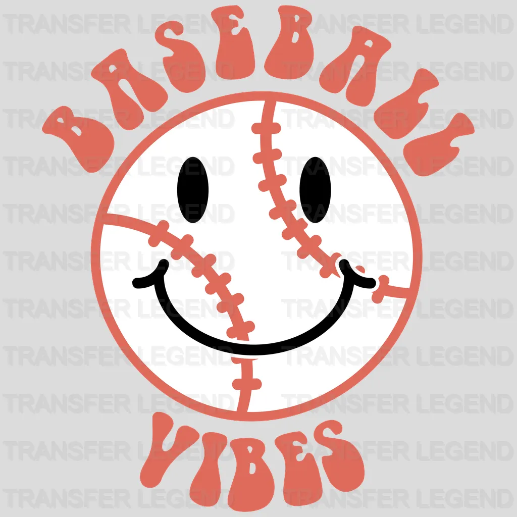 Baseball Vibes Smile Smile DTF Transfer - transferlegend