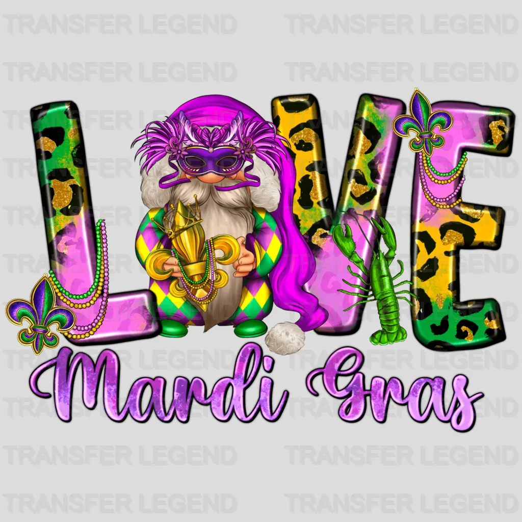 Love Mardi Gras Design- Mardi Gras DTF heat transfer - transferlegend