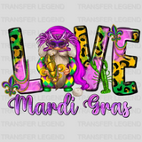 Love Mardi Gras Design- Mardi Gras DTF heat transfer - transferlegend