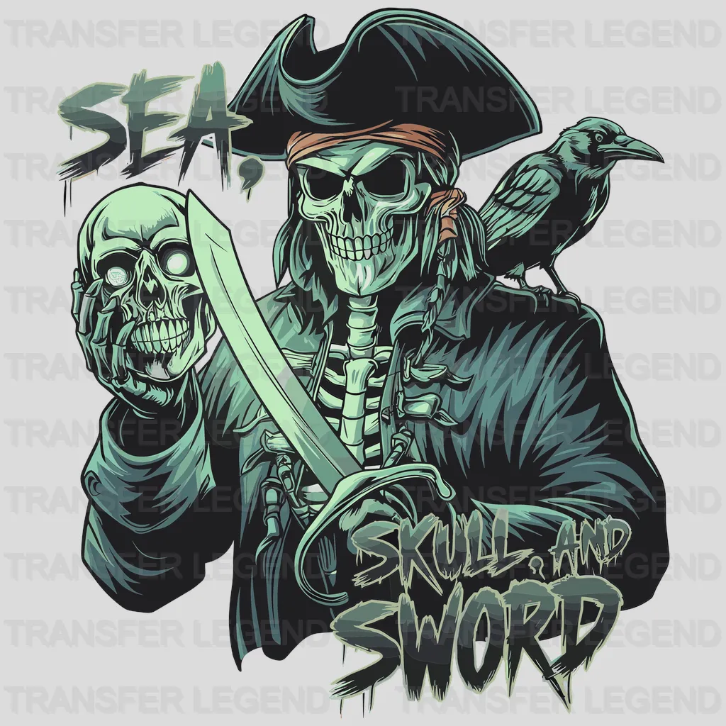 Sea Skull & Sword Pirate Design - DTF Heat Transfer - transferlegend