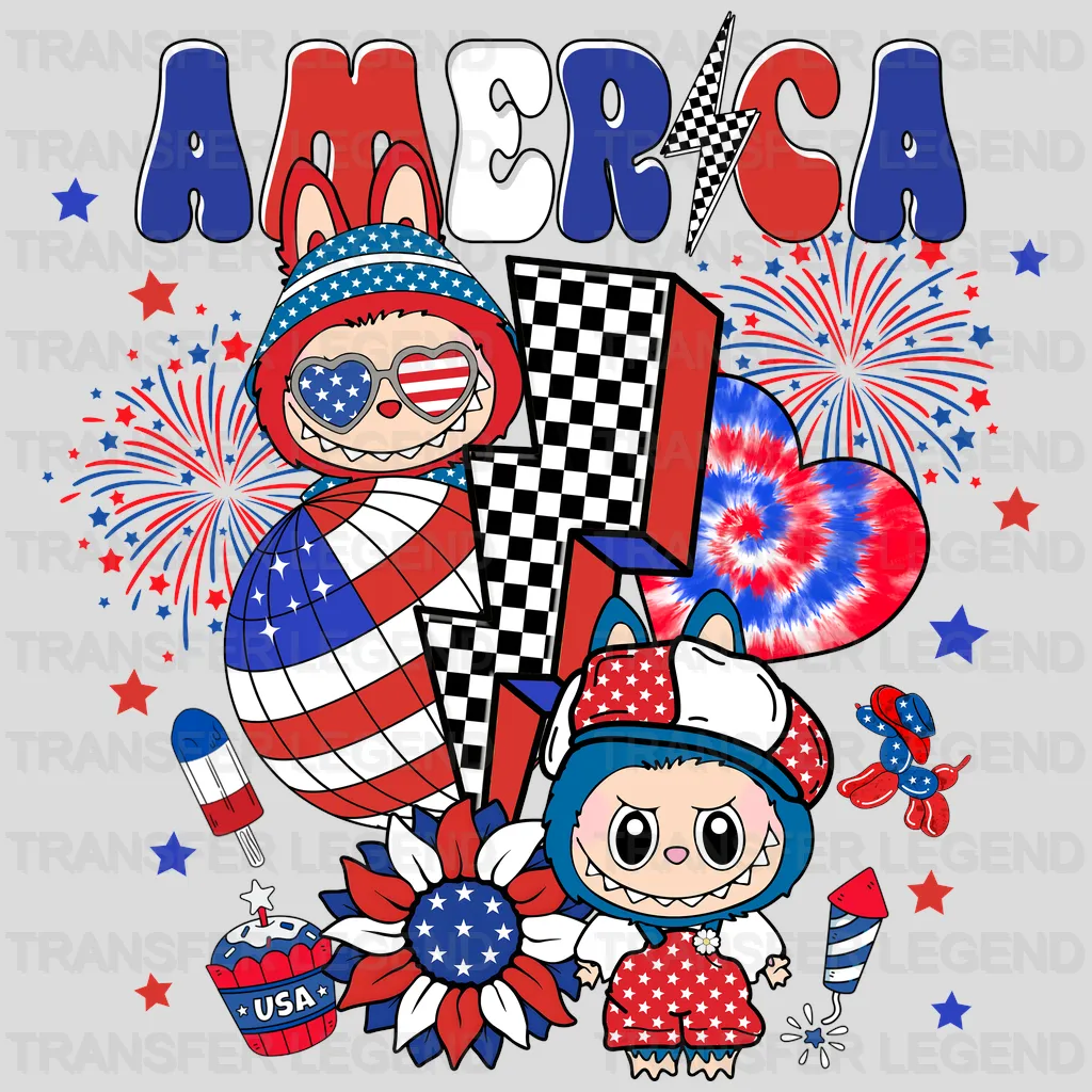 4 th July 4 Labubu Design - DTF Heat Transfers