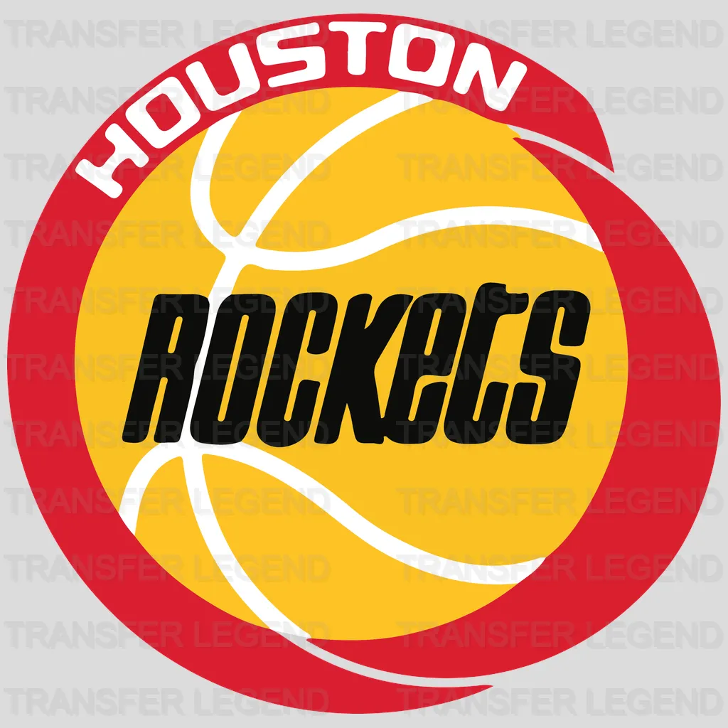 Houston Rockets Yellow Basketball Roundel with “ROCKETS” NBA Design - DTF Heat Transfer