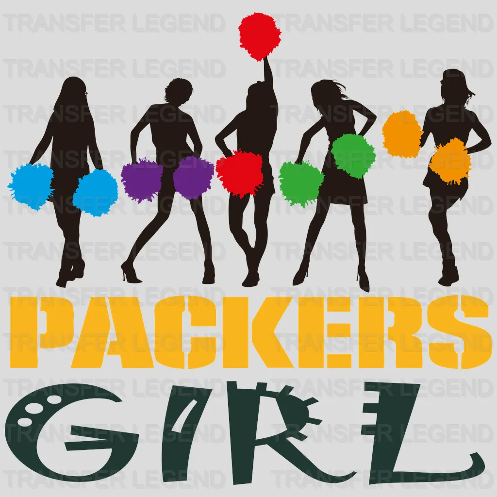 Green Bay Packers “PACKERS GIRL” text with festive lights, NFL design - DTF Heat Transfer
