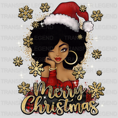 MERRY CHRISTMAS AFRO GIRL Christmas Design - DTF heat transfer - transferlegend