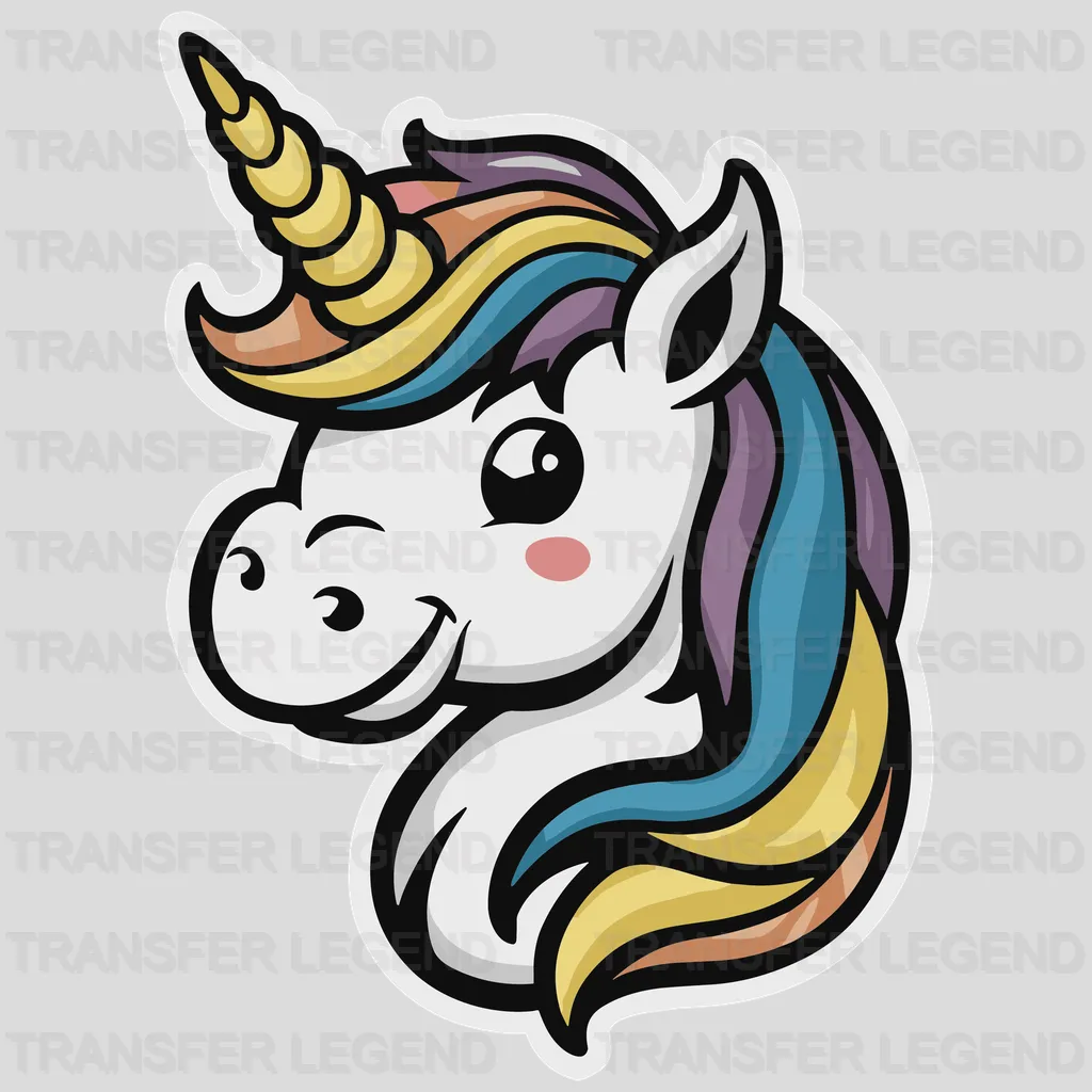 Smile Face Unicorn Design - DTF Heat Transfers - transferlegend