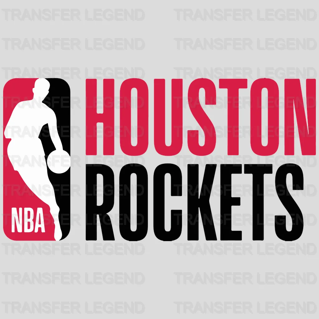 Houston Rockets NBA Silhouette Block Wordmark NBA Design - DTF Heat Tr