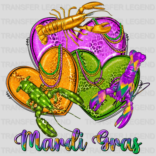 Lobster Hearts Mardi Gras Design- Mardi Gras DTF heat transfer - transferlegend