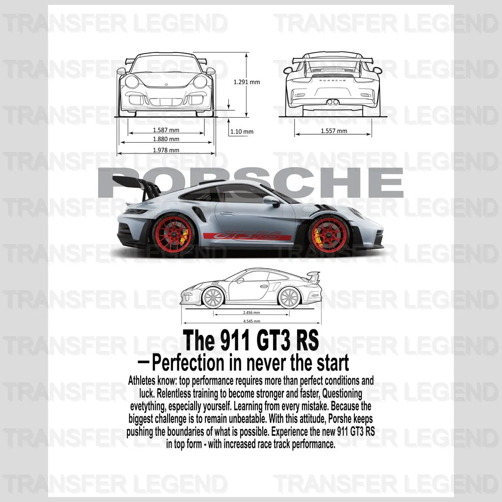 Porsche 911 GT3 RS Cars Design - DTF Heat Transfer - transferlegend