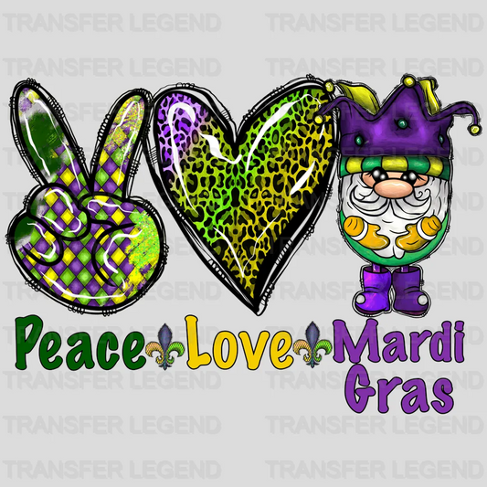 Peace Love Mardi Gras Design- Mardi Gras DTF heat transfer - transferlegend