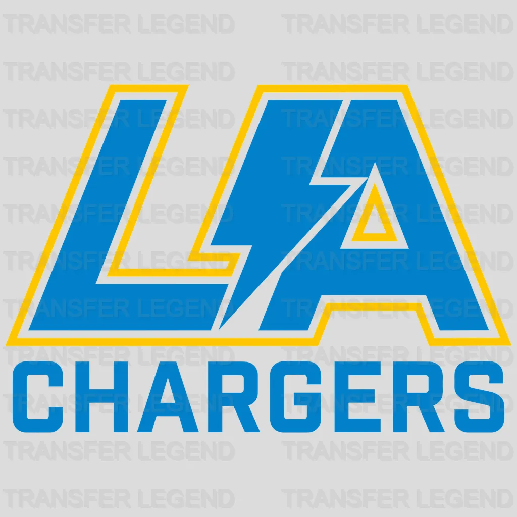 Los Angeles Chargers LA Monogram with Chargers Wordmark NFL Design - DTF Heat Transfer