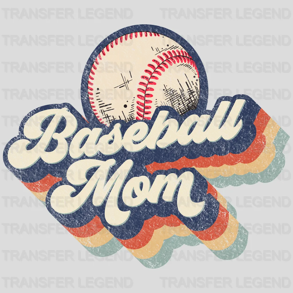 Baseball Mom Retro - Sports Fan - Baseball Lover Mom - Design - DTF heat transfer - transferlegend