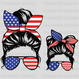 Messy Bun Girl American DTF Transfer - transferlegend