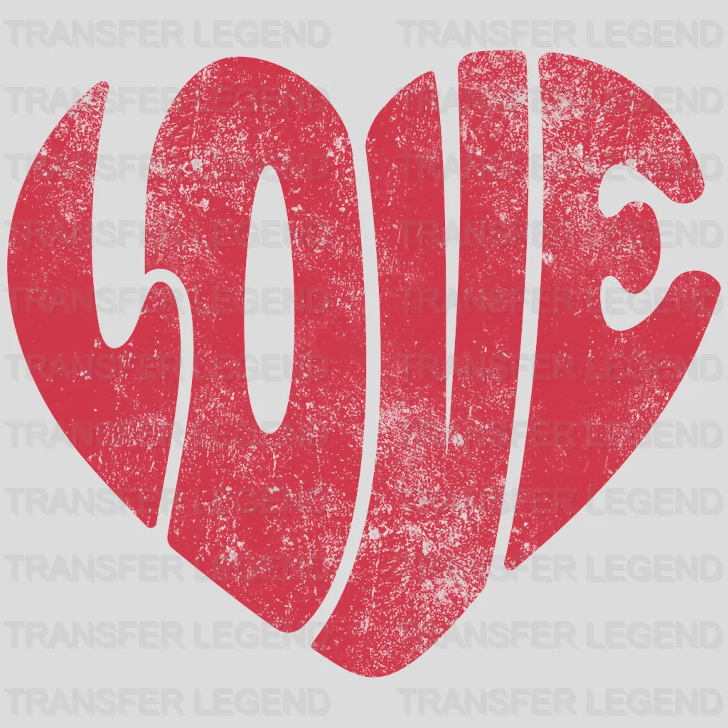 Love Heart Distressed Valentines Day Design - DTF heat transfer - transferlegend