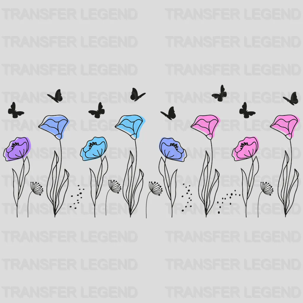 Flowers And Butterflies UV DTF Transfer Cup Wrap UV DTF Sticker - transferlegend