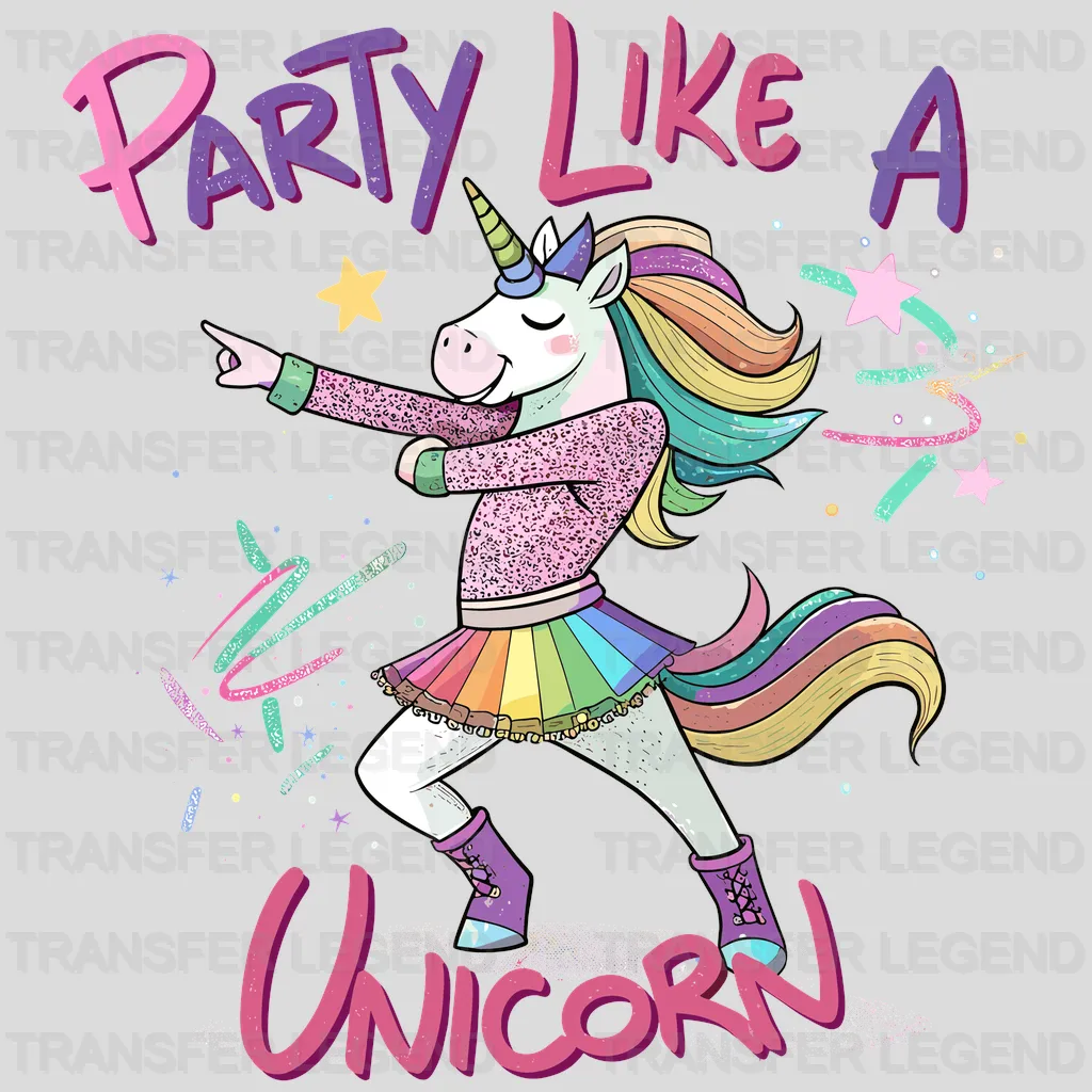 Party Like a Unicorn Design - DTF Heat Transfers - transferlegend