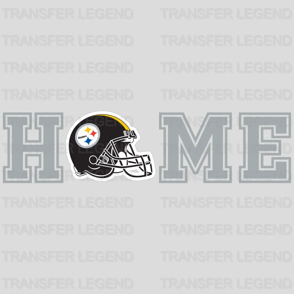 Pittsburgh Steelers “HOME” letters with helmet as “O”, NFL design - DTF Heat Transfer