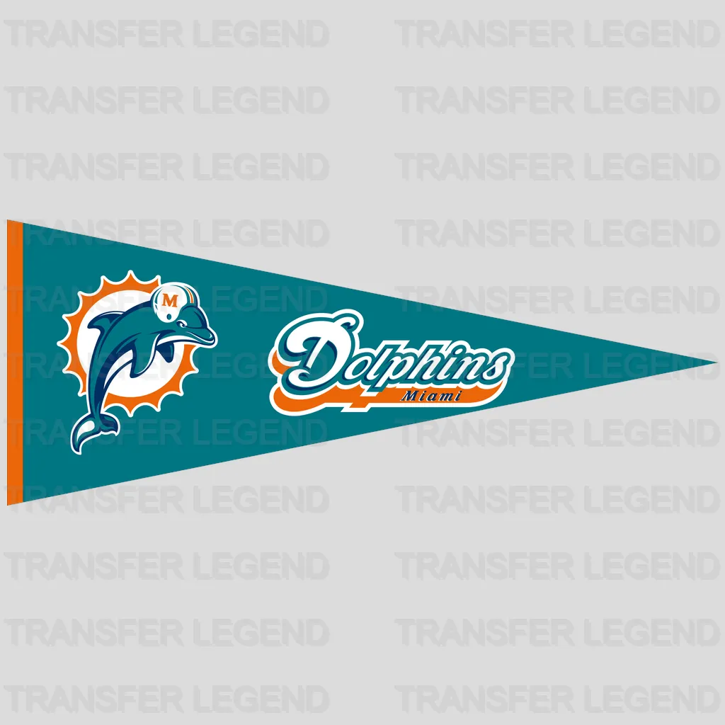 Miami Dolphins Pennant Flag NFL Design - DTF Heat Transfer