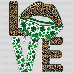 Leopard Print LOVE Text, Stacked St. Patrick's Day Design - DTF Transfer - transferlegend