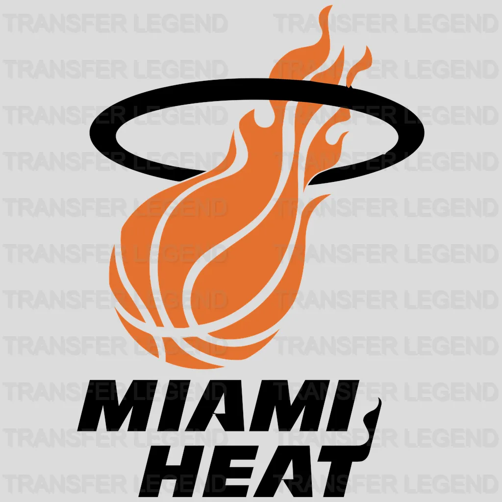Miami Heat One-Color Orange Primary with Black Ring NBA Design - DTF Heat Transfer