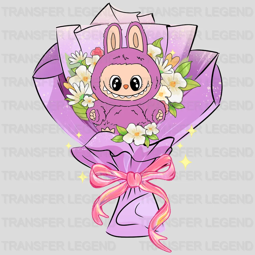 Shine Flowers Labubu Design - DTF Heat Transfers