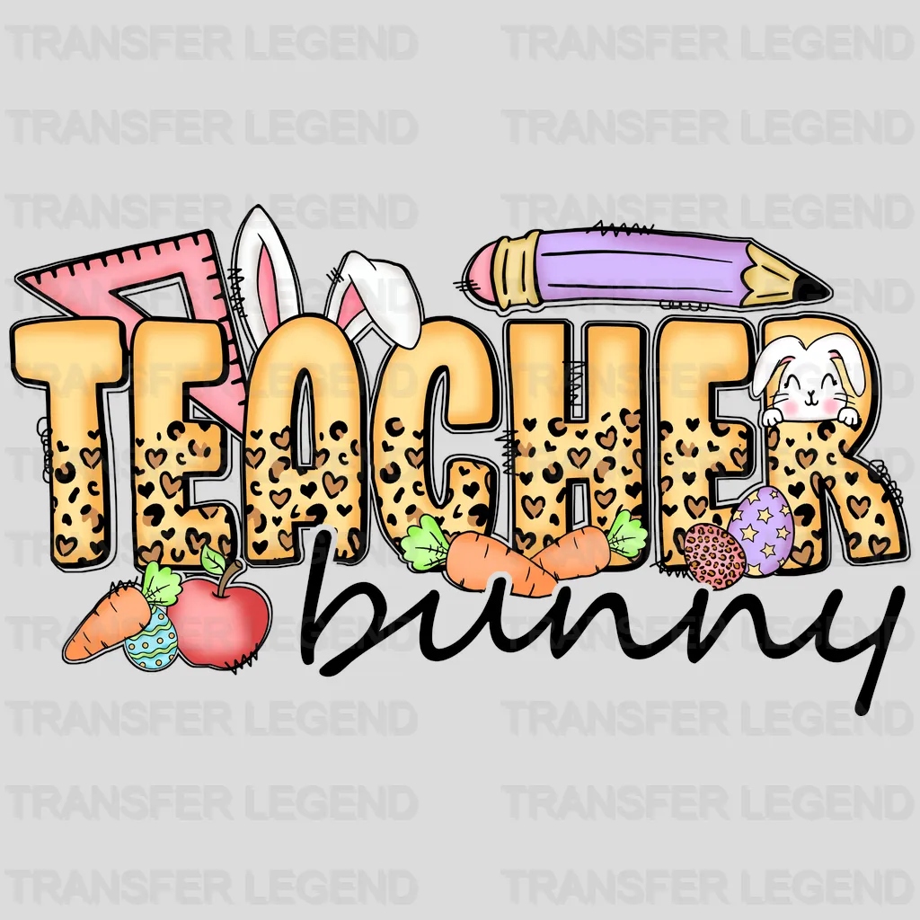 Teacher Bunny Easter Design - DTF heat transfer - transferlegend