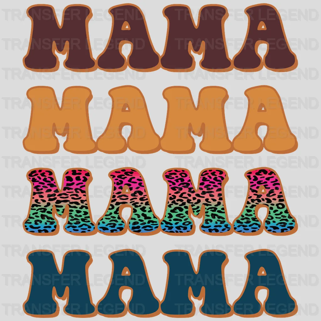 Mama Stacked Colorful Leopard Design - DTF heat transfer - transferlegend