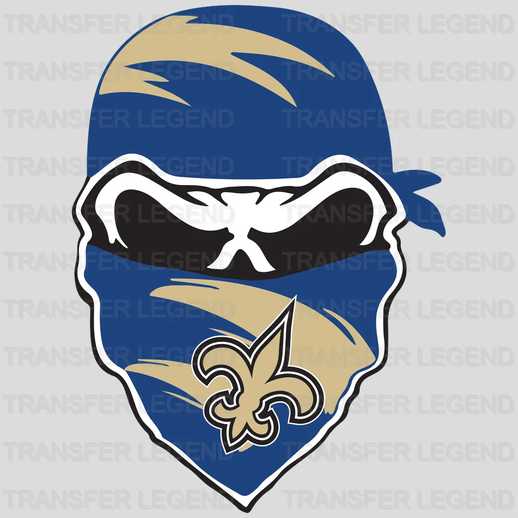 New Orleans Saints blue‑toned warrior helmet with fleur‑de‑lis, NFL design - DTF Heat Transfer